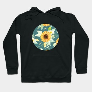 Sunflowers and Daisies Bouquets | Watercolor | Green | Pattern Hoodie